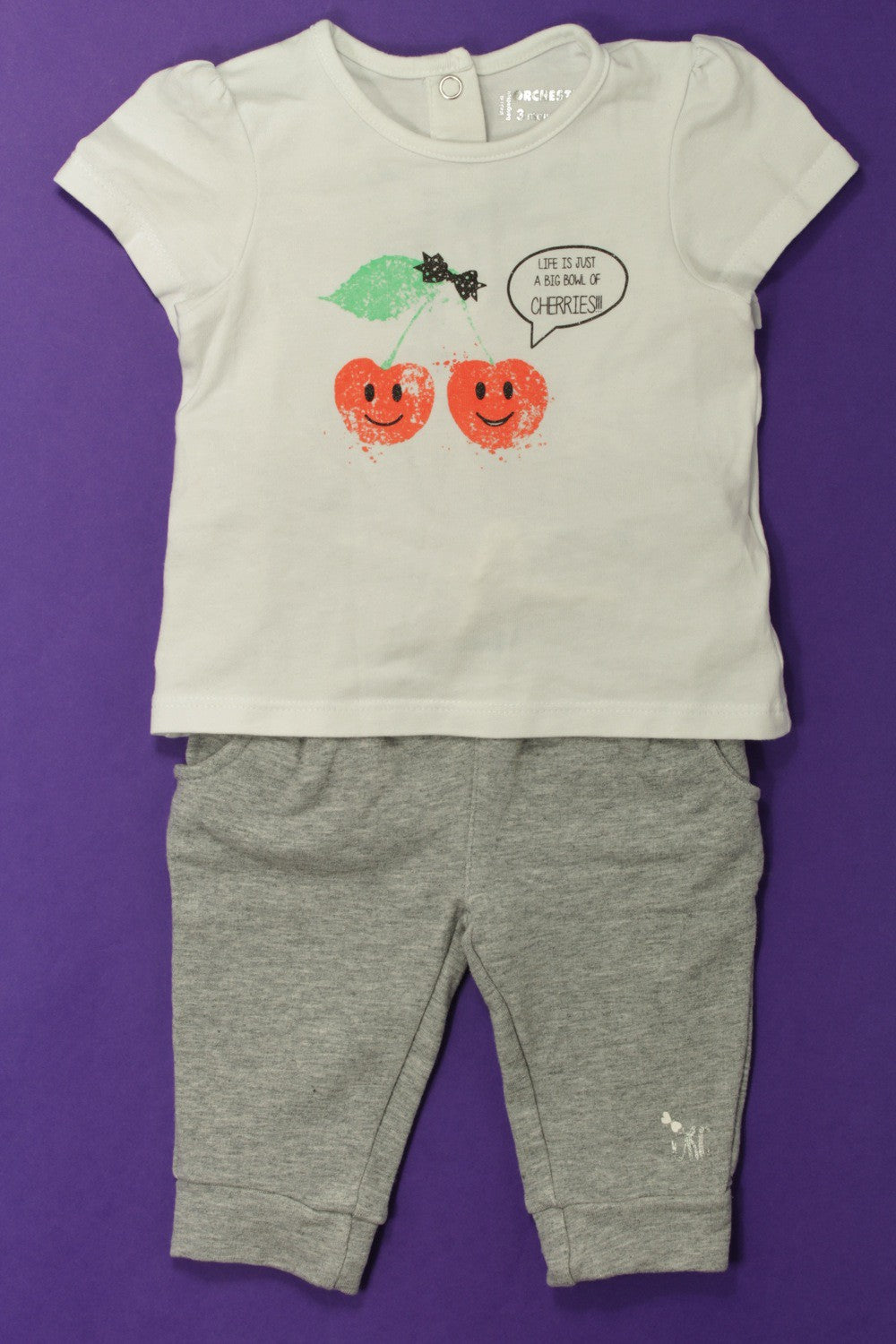 Ensemble pantalon et tee-shirt "Cerises"