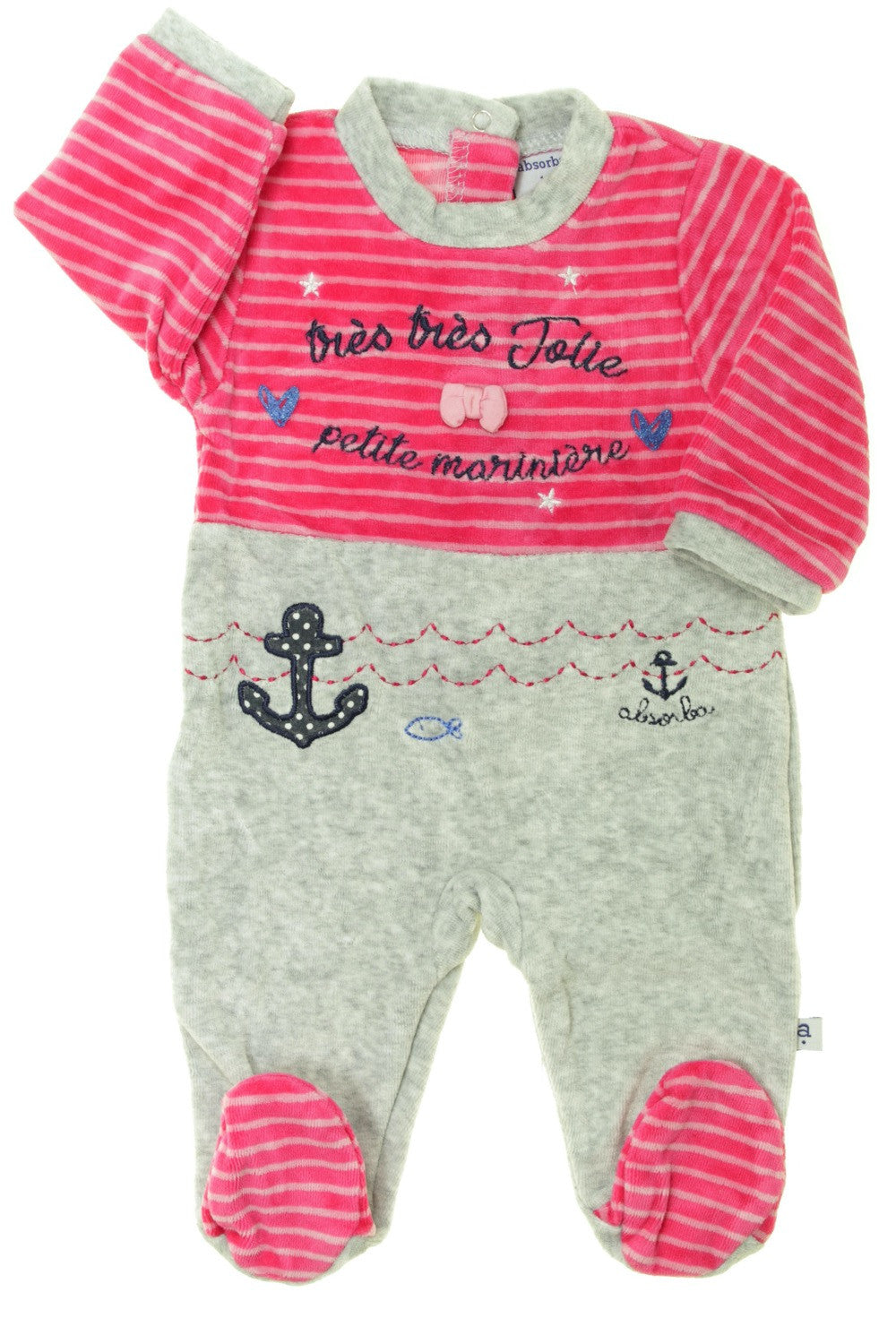 Pyjama/Dors-bien en velours "Petite marinière"