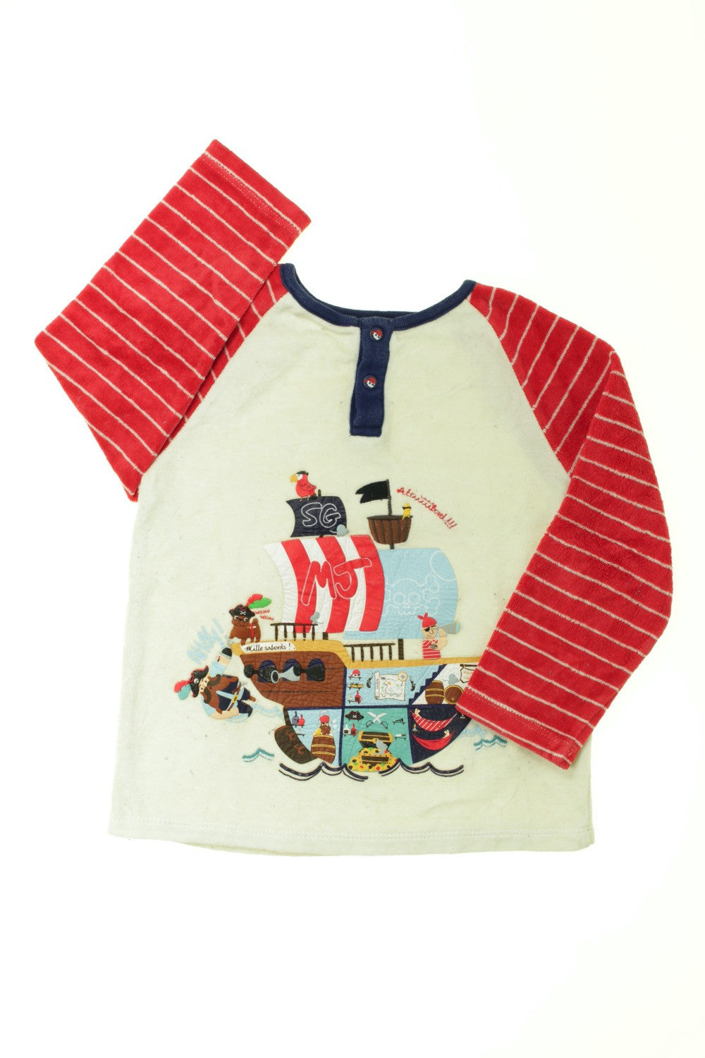 Haut de pyjama en velours "Bateau pirate"