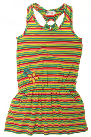 Robe De Plage Rayée Rose Jaune Vert Et Turquoise La Compagnie Des Petits 8 Ans