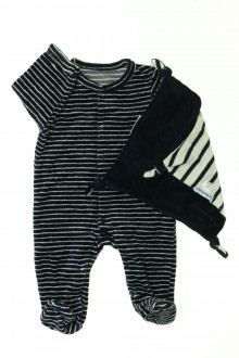 Habits pour bébé Pyjama/Dors-bien rayé en velours et doudou Vertbaudet 1 mois Vertbaudet 