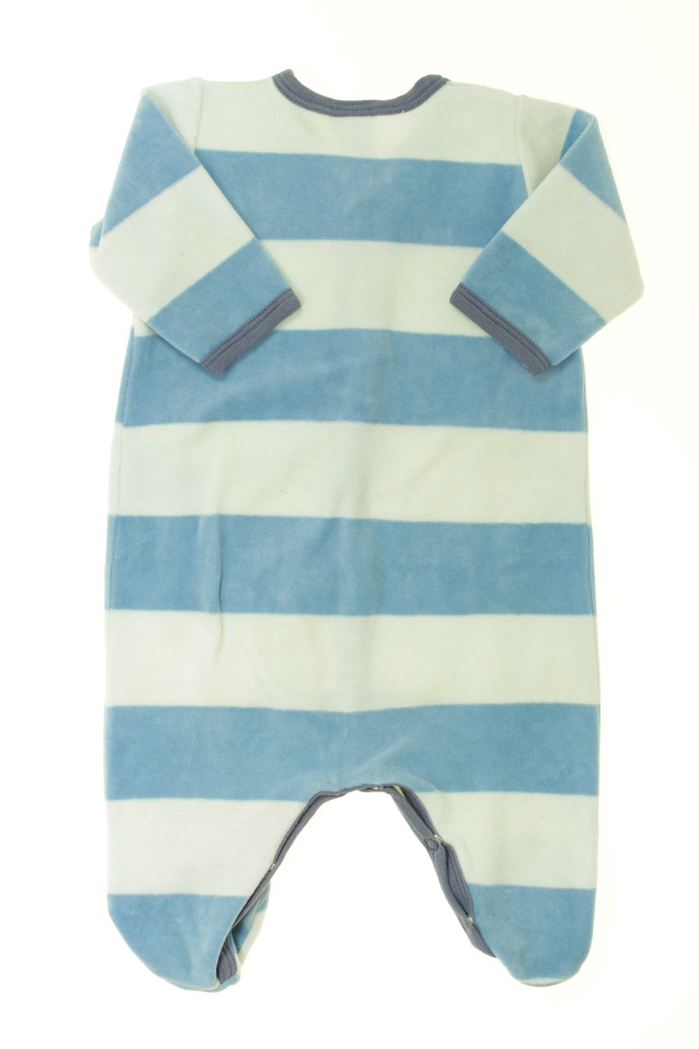 Pyjama Bébé Petit Bateau En Velours Imprimé Rayures - Ouverture Boutons-pression - Confortable Et Chaud
