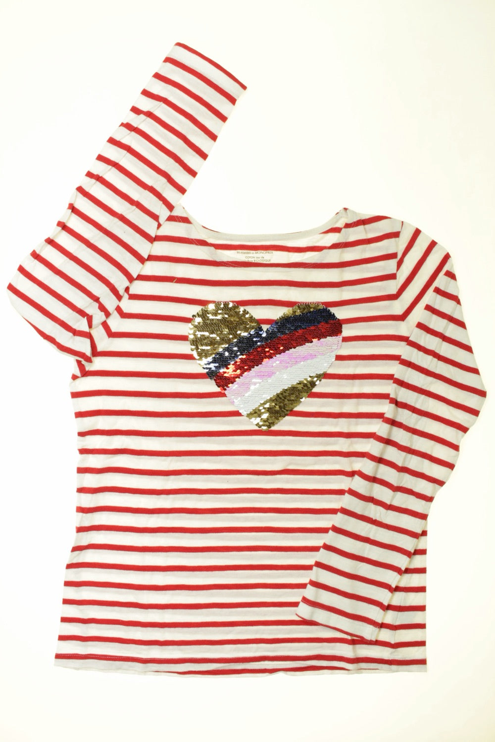 Tee-shirt rayé manches longues Cœur - 14 ans
